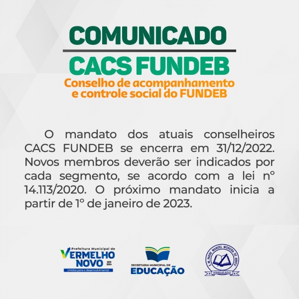 COMUNICADO CACS FUNDEB