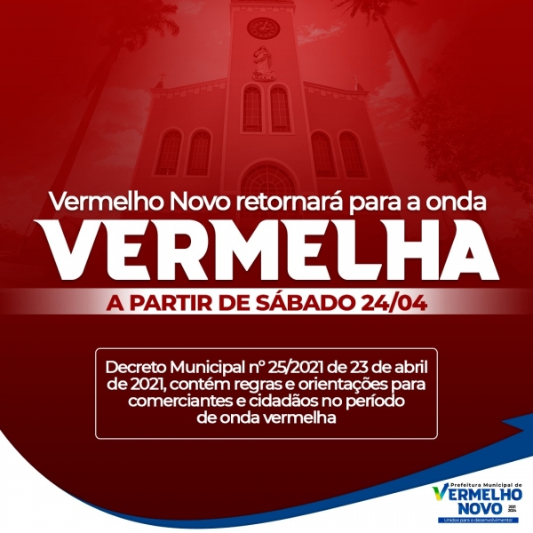 Vermelho Novo regride para a Onda Vermelha no combate ao coronavírus a partir deste sábado, 24/03.