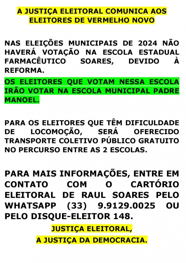 MUDANÇA LOCAIS DE VOTAÇÃO